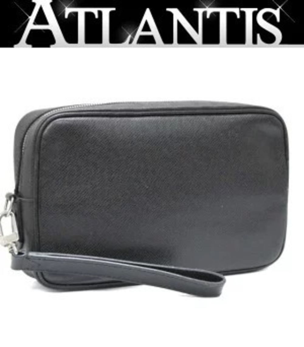 Louis Vuitton Pochette Kasai Clutch Bag Taiga Leather Black